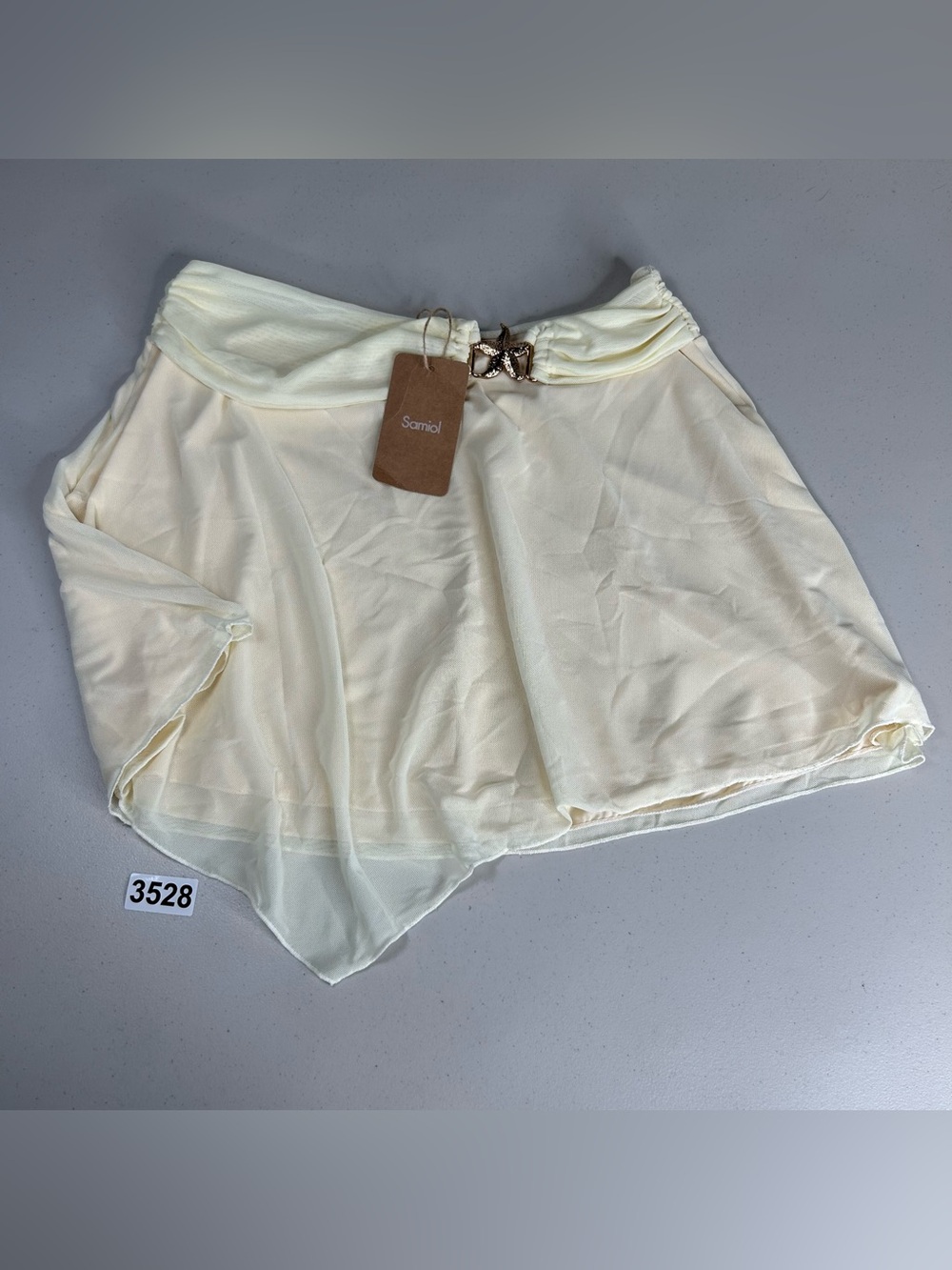 Samiol Off White Star Decorated Mesh Skirt Size XL New